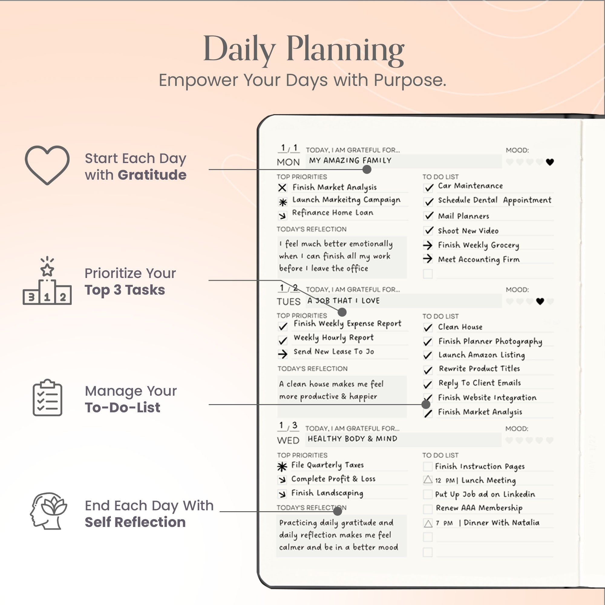 2025 Planner - Planner, Daily Journal & Gratitude Journal With To Do List & Habit Tracker - 7 x 9 - Mantra Planner