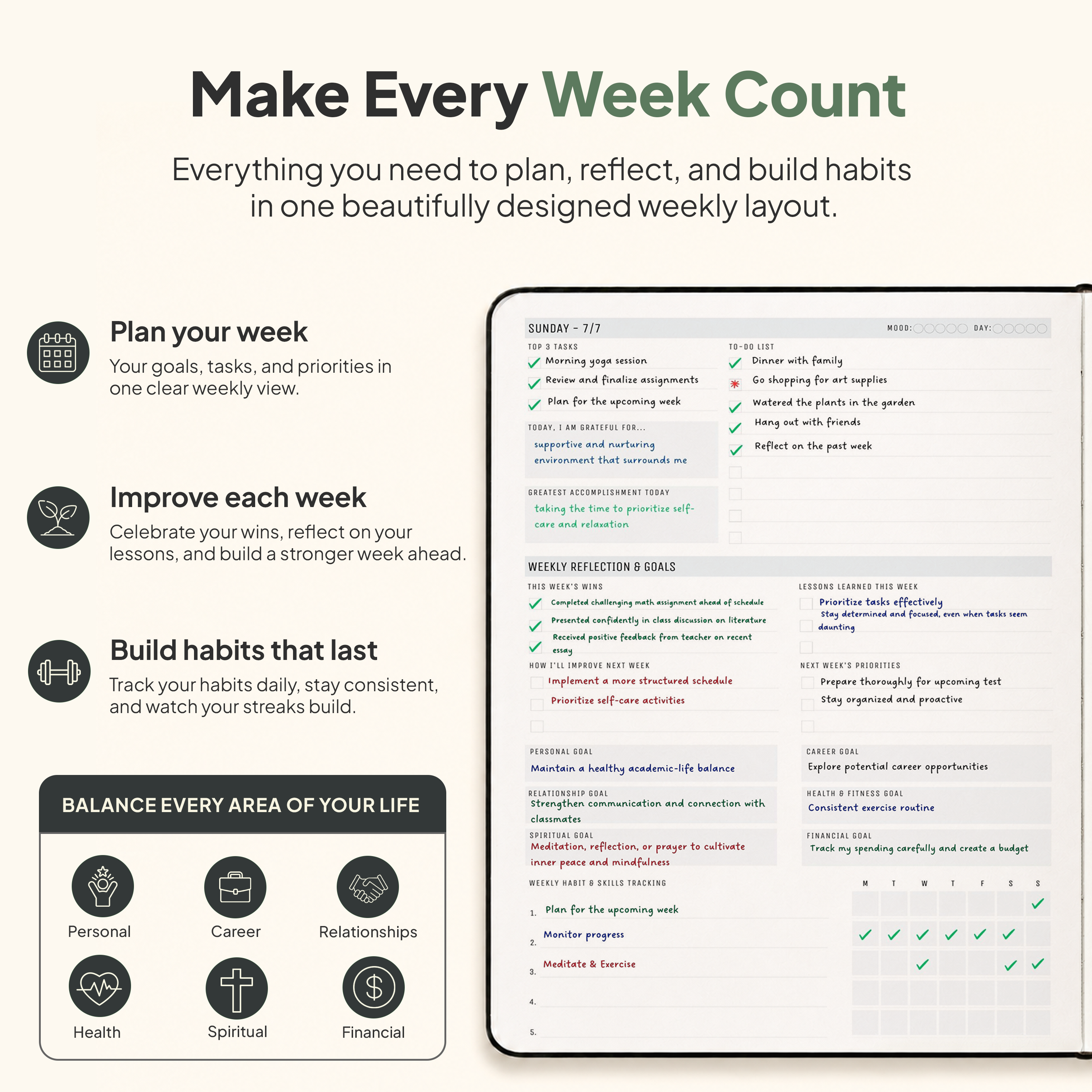 July 2026 - June 2027 Weekly Planner Pro Max (8.5x11)