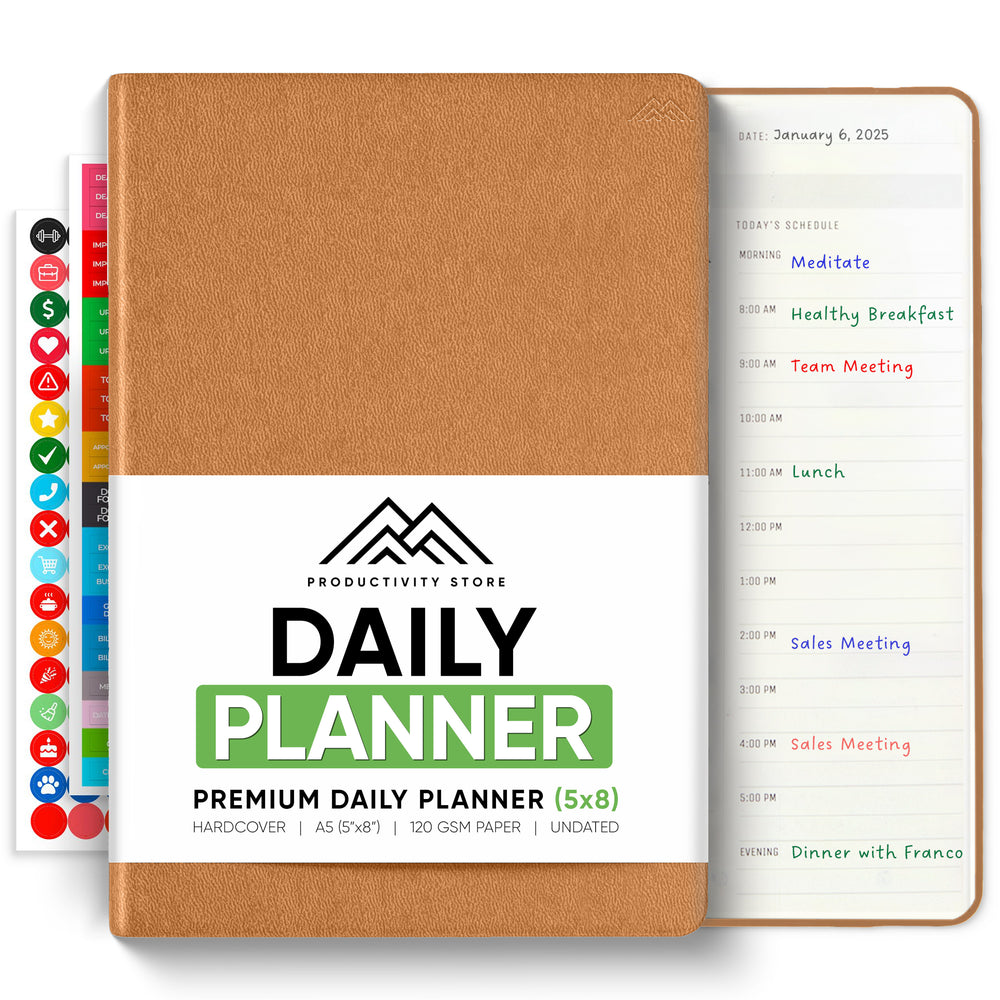 Daily Planner File 6 Month Daily Planner - A5 Size - Hardcover - Focus on Your Top 3 Tasks ...