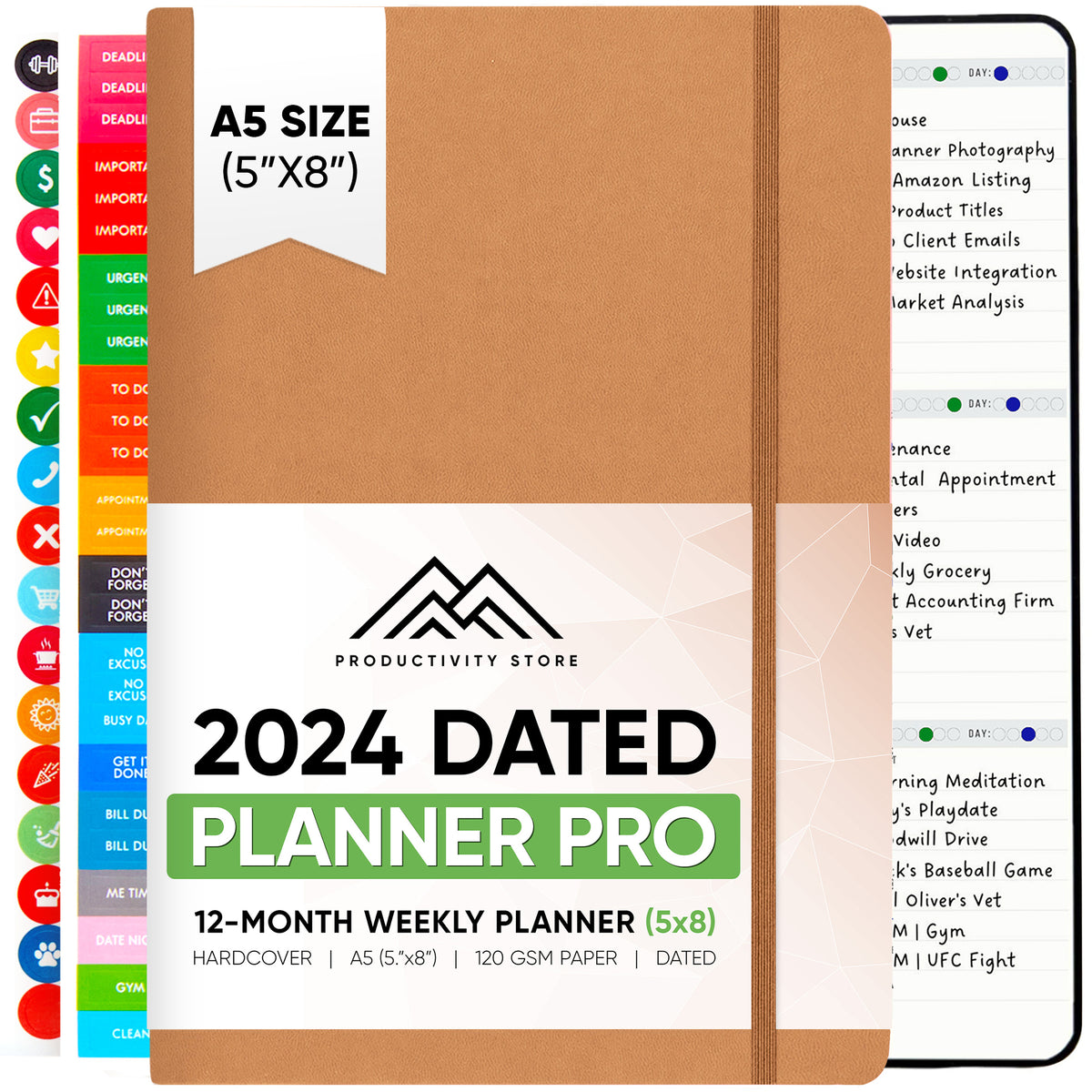 2024 Productivity Store Planner Pro (A5) - Faux Leather Cover - Monthly ...